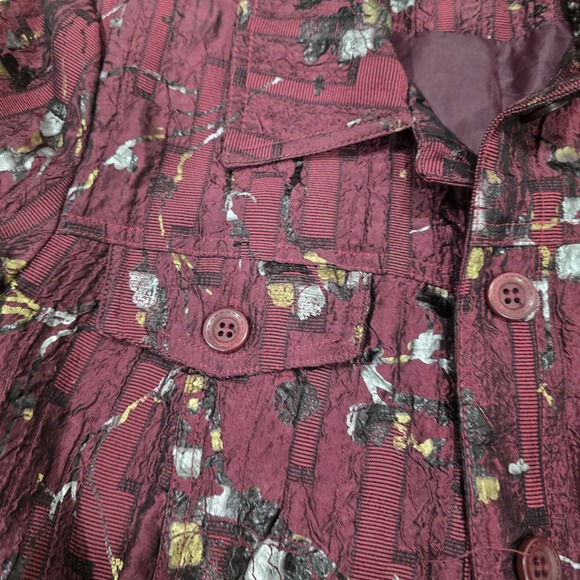 Vintage Erin London Jacket Women's Small Burgundy Floral Textured Art To Wear S - Picture 9 of 11